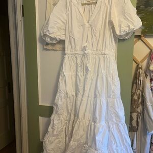 Ulla Johnson White V-Neck Dress